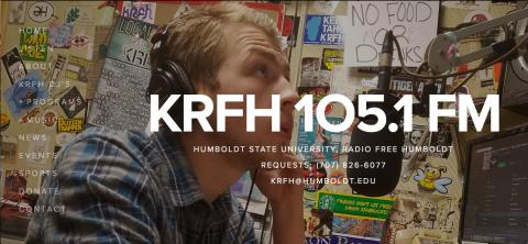 Student DJ on the air at KRFH radio.